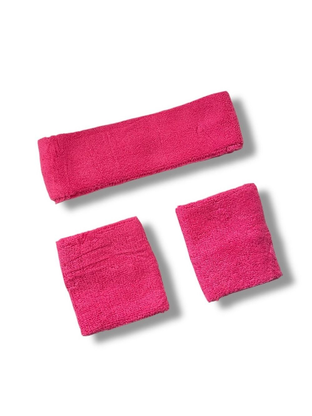 80s Sweatbands Set Pink Sport Tennis Badminton Yoga Cotton‎ Wristbands Headband